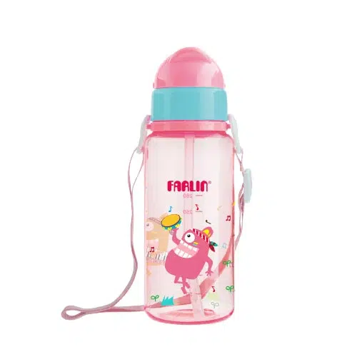 Farlin Gulu Gulu Straw Drinking Learner Bottle 450ml - Pink AG-20003-R