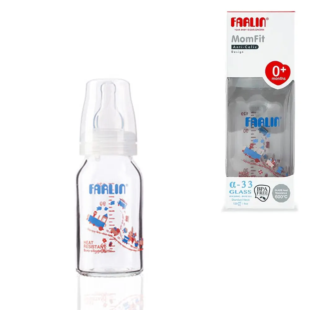Buy Farlin Glass Feeding Bottle Heat Resistant 4OZ TOP-808 online in Pakistan