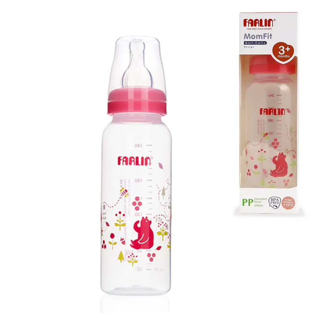 Farlin Mom Fit Standard Neck PP Feeding Bottle 240ml - Pink AB-41012-G