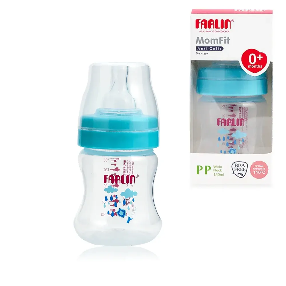 Farlin Mom Fit Wide Neck Anti Colic PP Feeding Bottle 150ml - Blue AB-42012-B