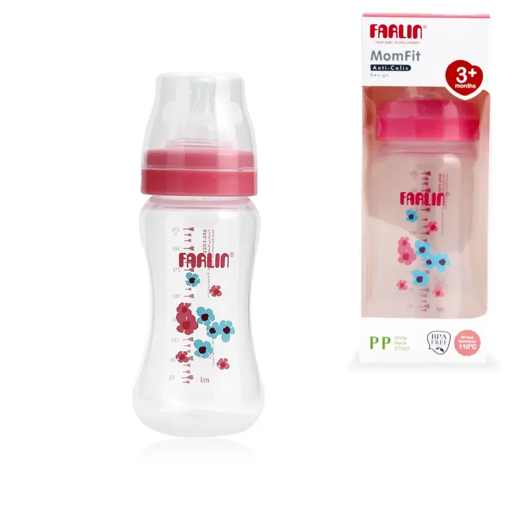 Farlin Mom Fit Wide Neck Anti Colic PP Feeding Bottle Pink 270ml AB-42011-G