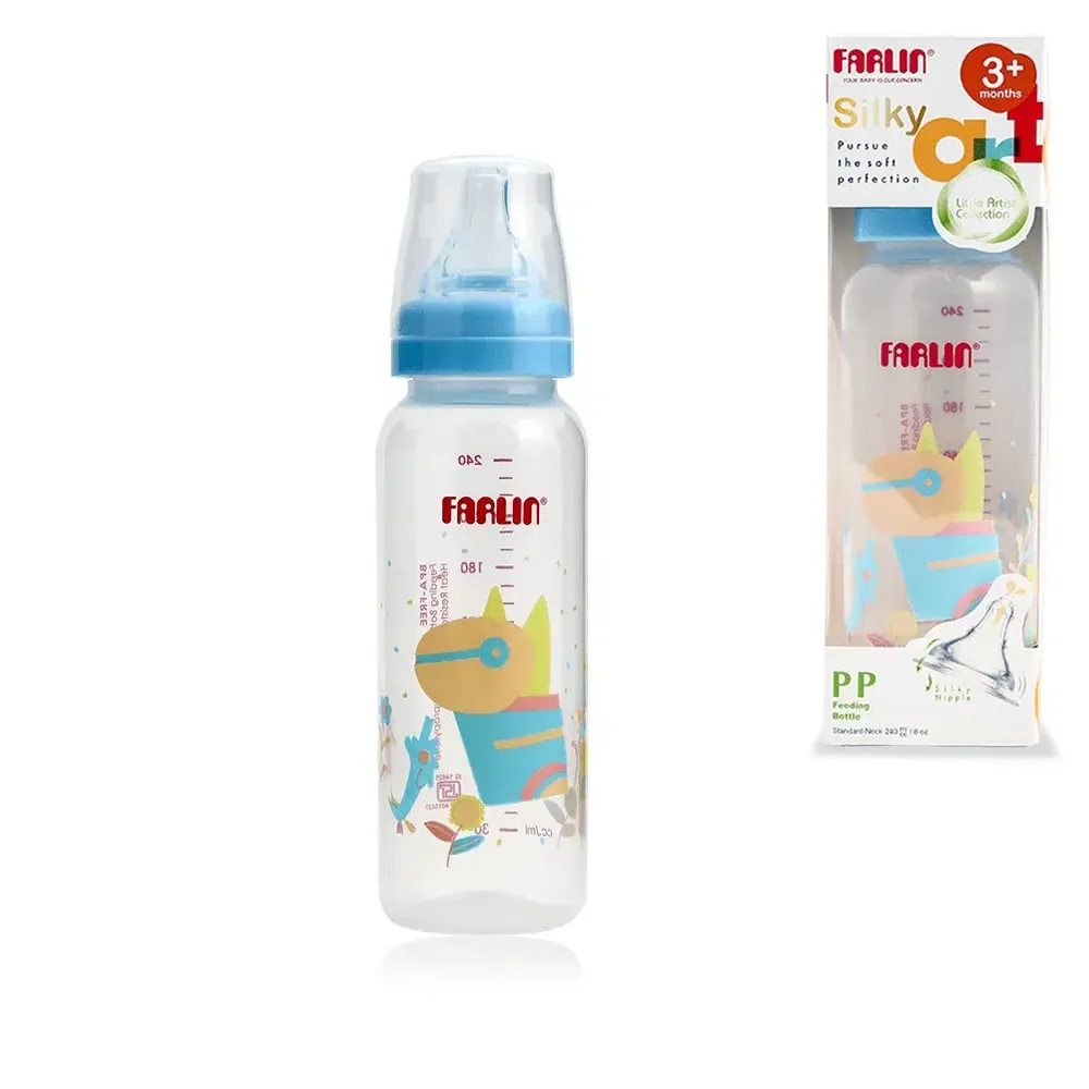 Farlin PP Silky Standard Neck Feeding Bottle 240ml Blue AB-41017-B