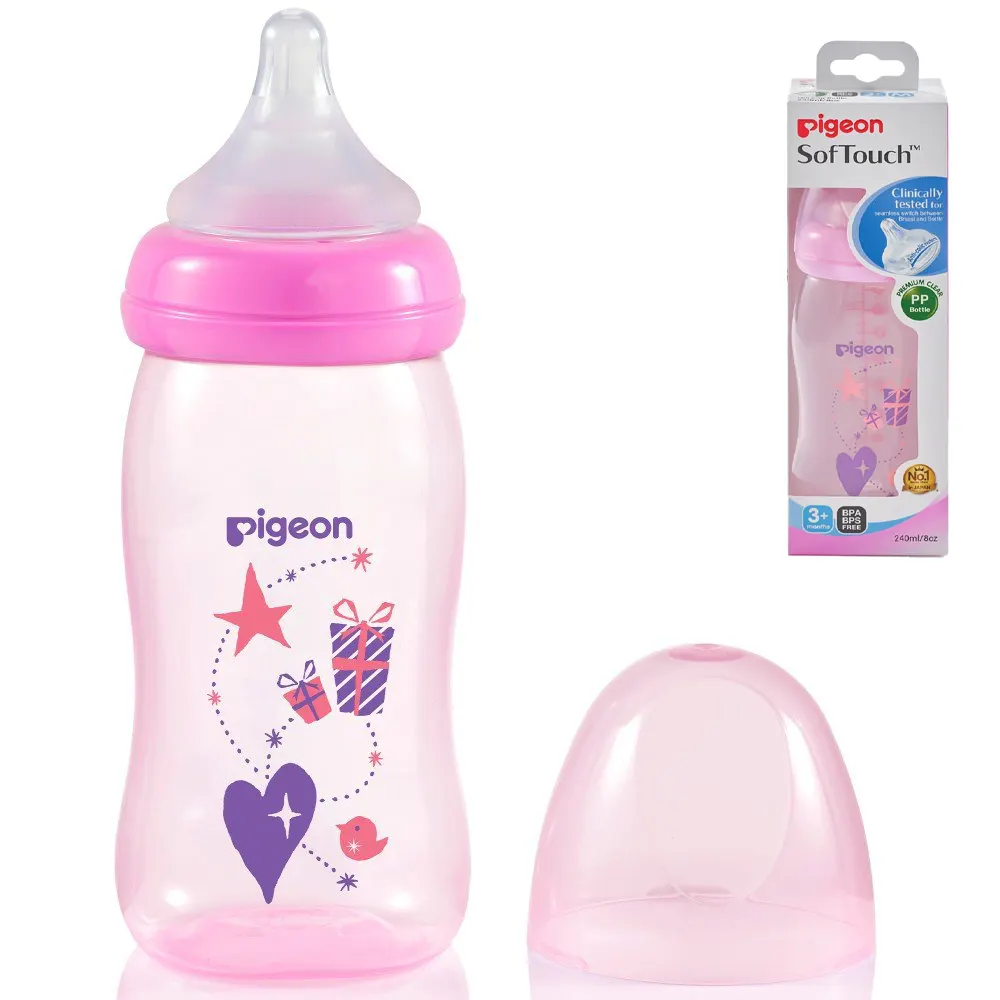 Buy Pigeon Pink Pattern Wide Neck PP Bottle 240ml A78183 online at best price in Pakistan