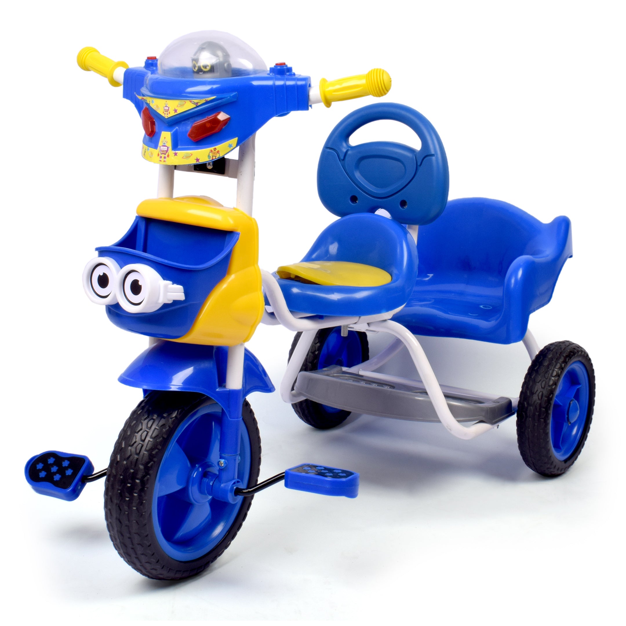 Kids Robot Twin Seater Tricycle - Blue