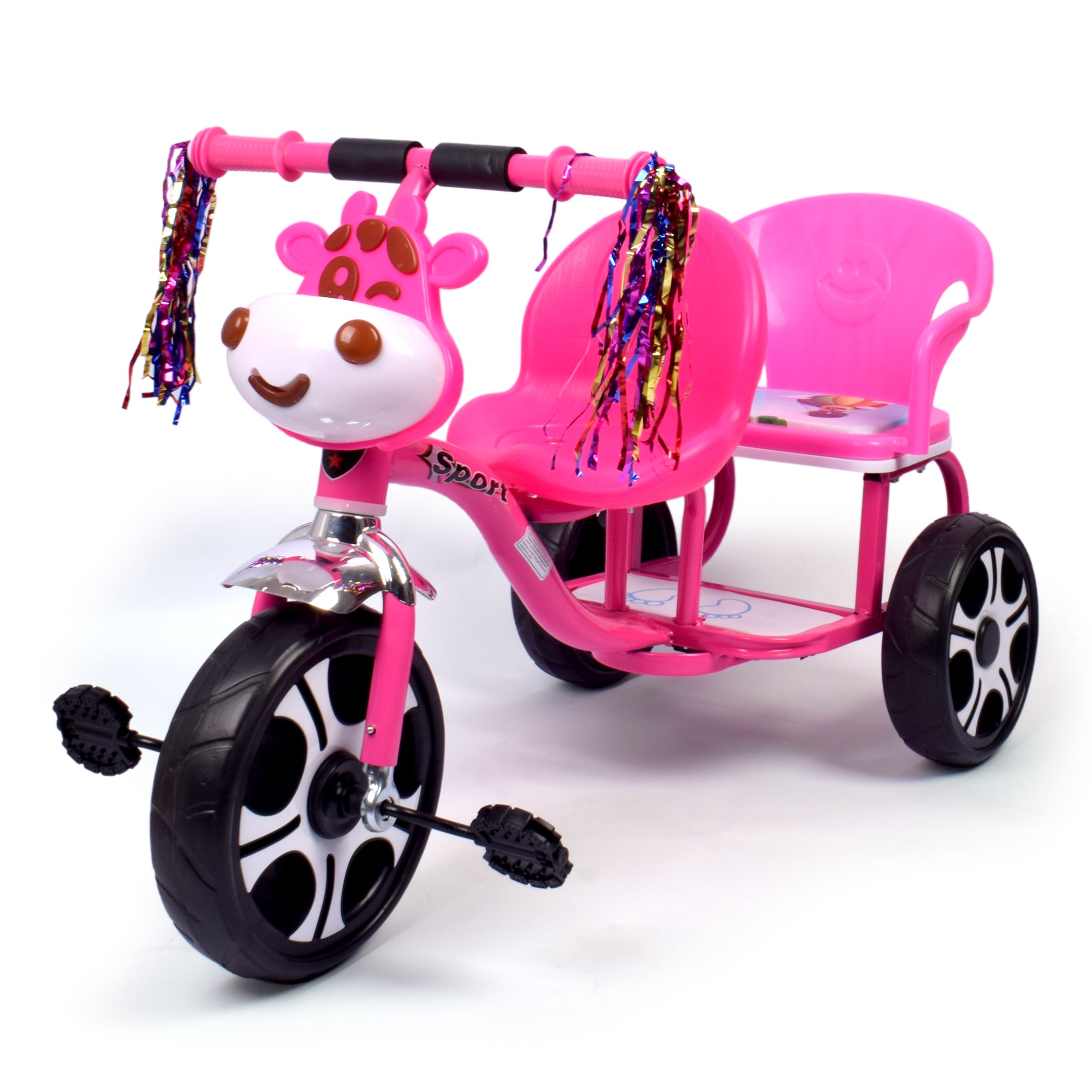 Kids Twin Seater Tricycle - Pink