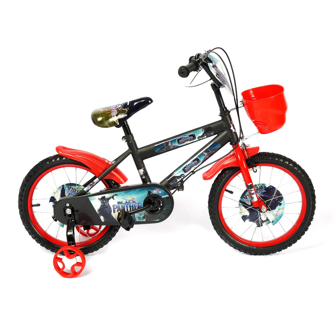 Kids Super Bicycle 16" 4 Wheels - Black Panther
