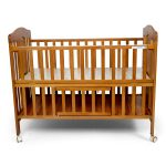 Brown Wooden Baby Cot with Wheels