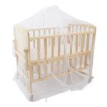 Brown Wooden Baby Cot with Wheels