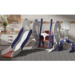 4 In 1 Kids Slide With Basket Ball Foot Ball and Swing Set