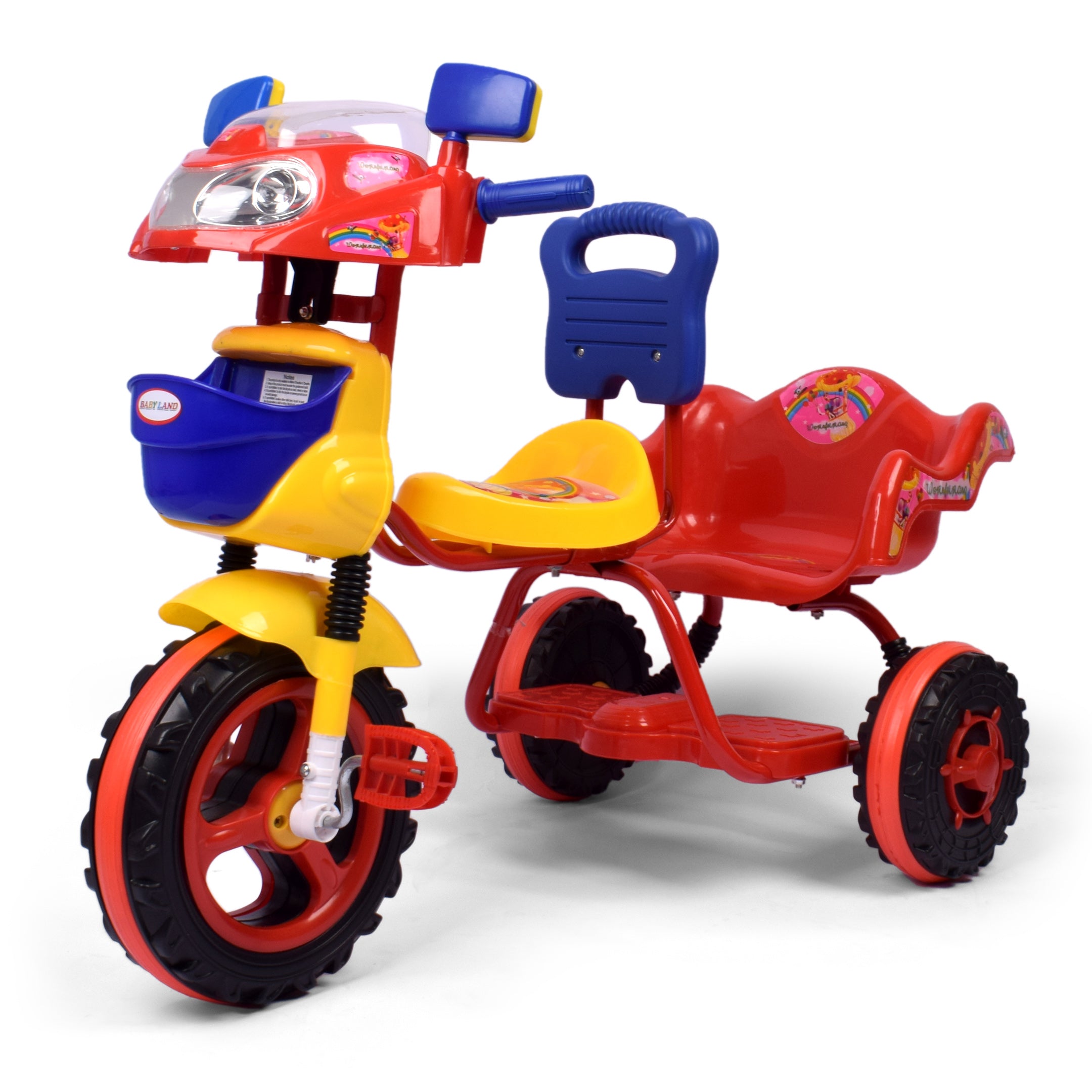 Kids Car Shape Twin Seater Tricycle - Multicolor