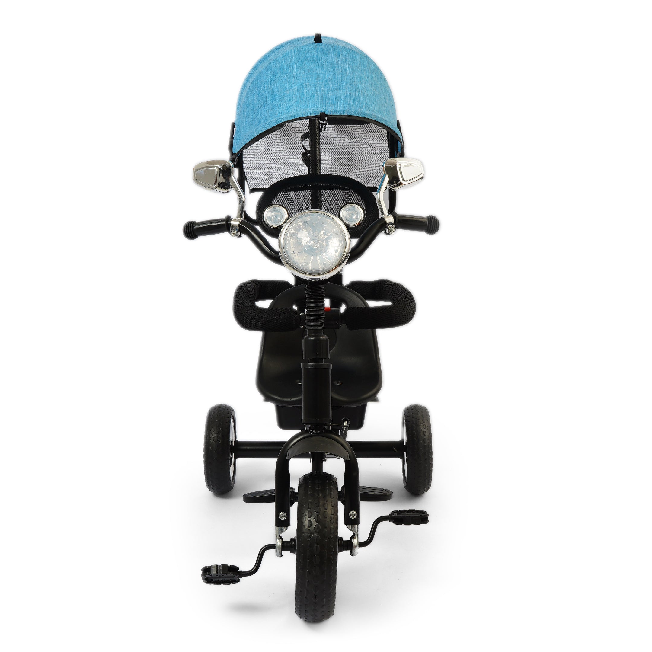 Adorable Headlight Kids Tricycle With Canopy and Push Bar
