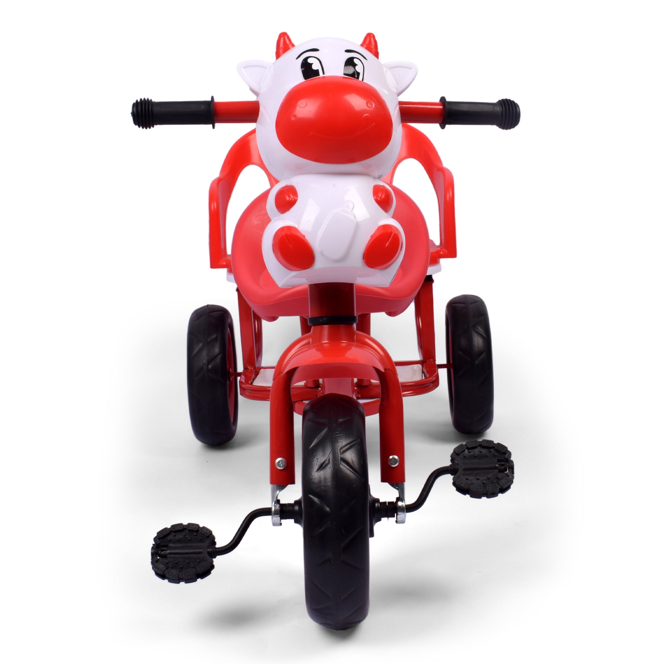 Kids Twin Seater Bear Face Tricycle - Red & White