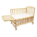 Brown Wooden Baby Cot with Wheels
