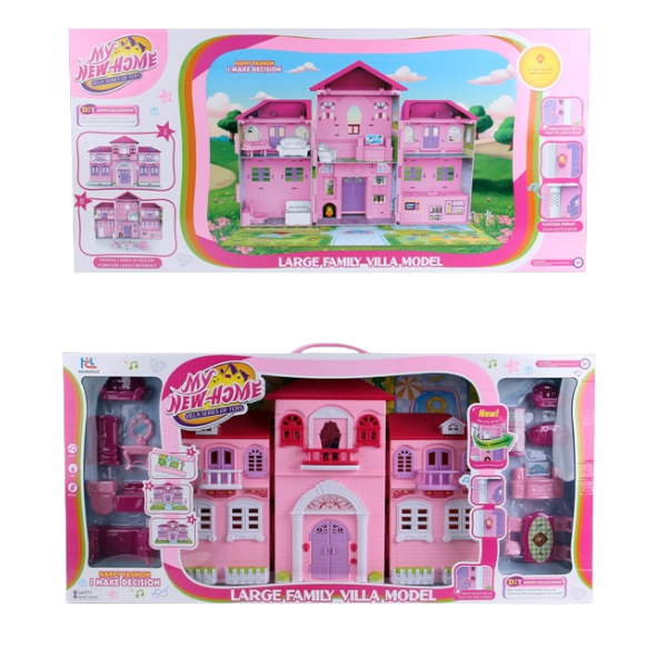 Doll House Game Toy Set - Large Family Villa
