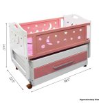 Wooden Baby Cot & Swing White & Pink