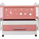 Wooden Baby Cot & Swing White & Pink