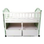 Wooden Baby Cot with Drawers Green
