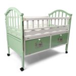 Wooden Baby Cot with Drawers Green