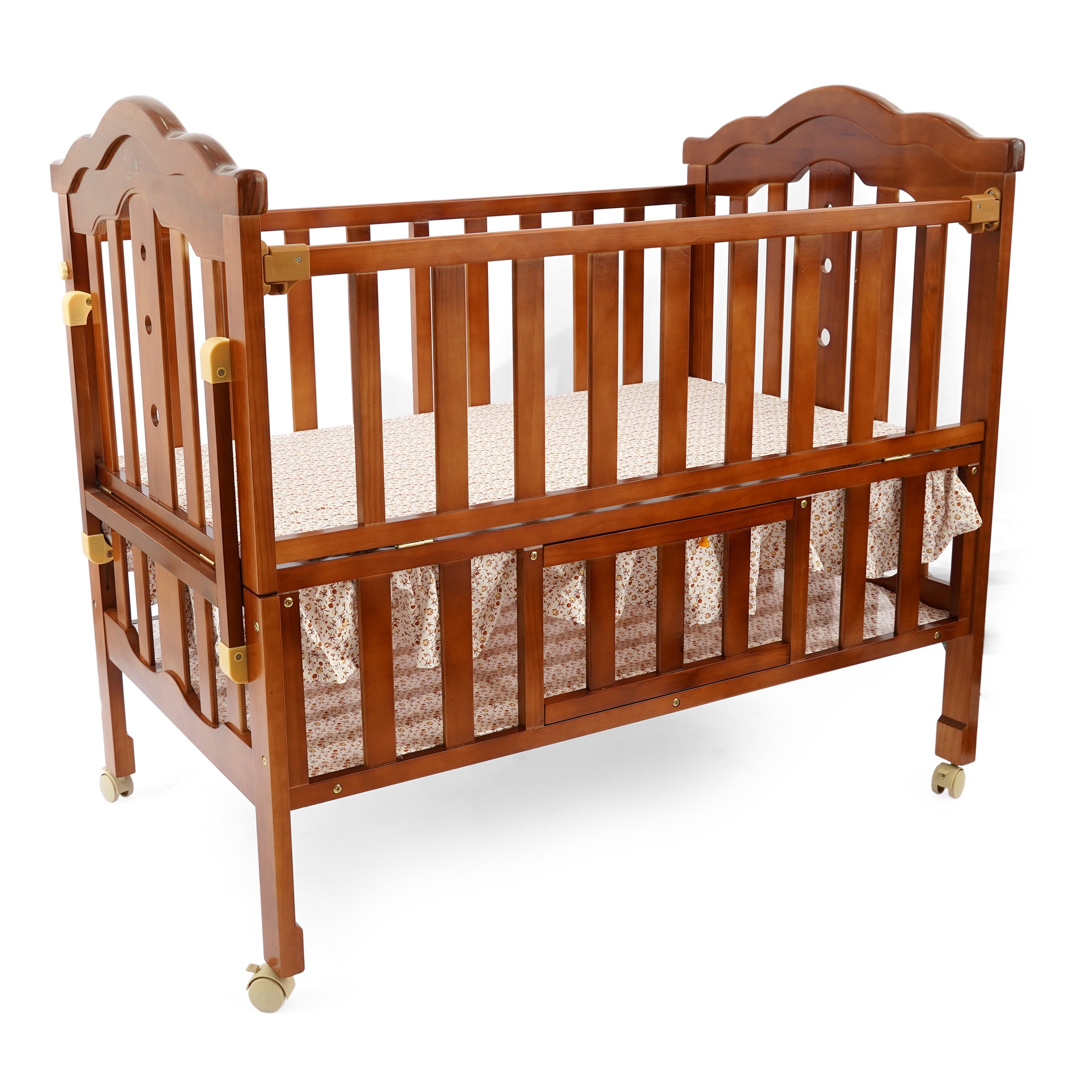 Wooden Cot With Wheels Brown
