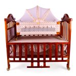 Wooden Baby Cot With Wheels Brown
