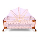 Wooden Baby Cot With Wheels Brown