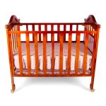 Wooden Baby Cot With Wheels Brown