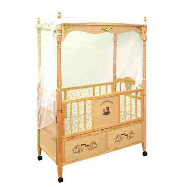 Wooden Baby Cot with Mosquito Net