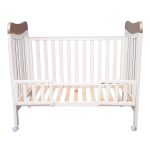 White Wooden Baby Cot with Wheels