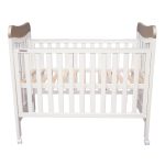White Wooden Baby Cot with Wheels