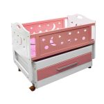 Wooden Baby Cot & Swing White & Pink