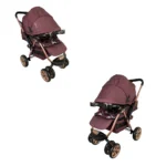 Baby Stroller 6 Wheels – Mehroon – Golden – S-7X-WINE