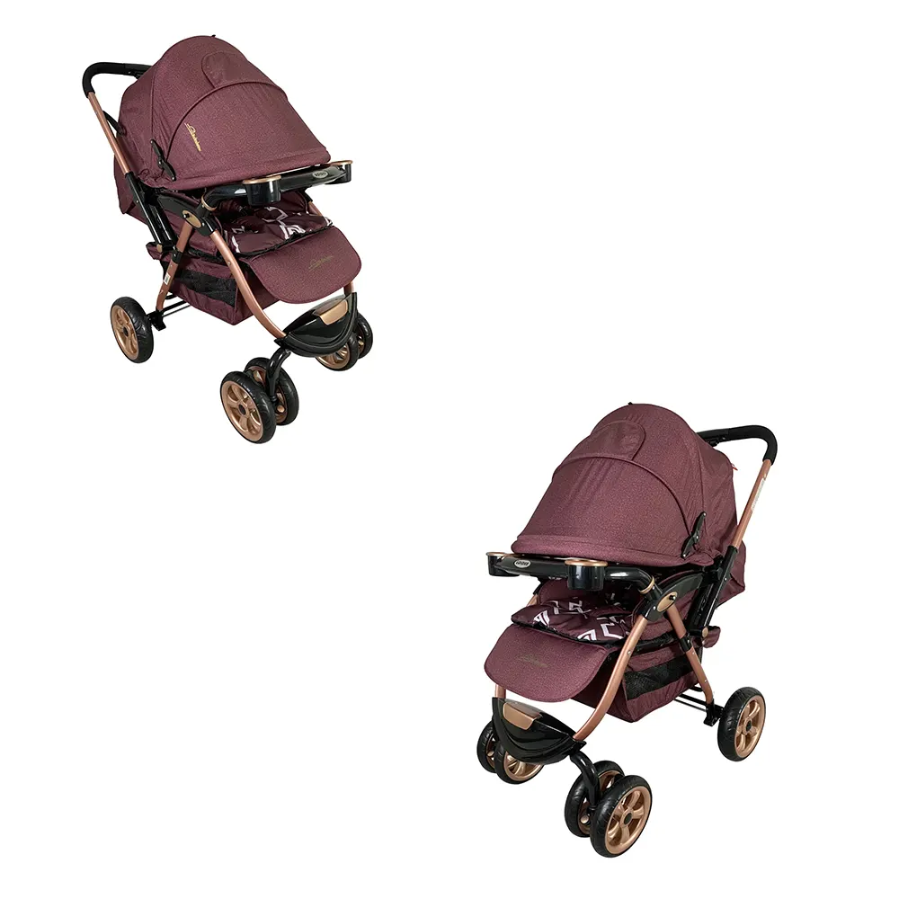 Shop Baby Stroller 6 Wheels – Mehroon – Golden - S-7X-WINE online from sale at best price in Pakistan