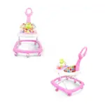 Baby Walker with Push Bar – Pink – Cow Shape – W208