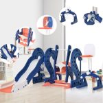 4 In 1 Kids Slide With Basket Ball Foot Ball and Swing Set