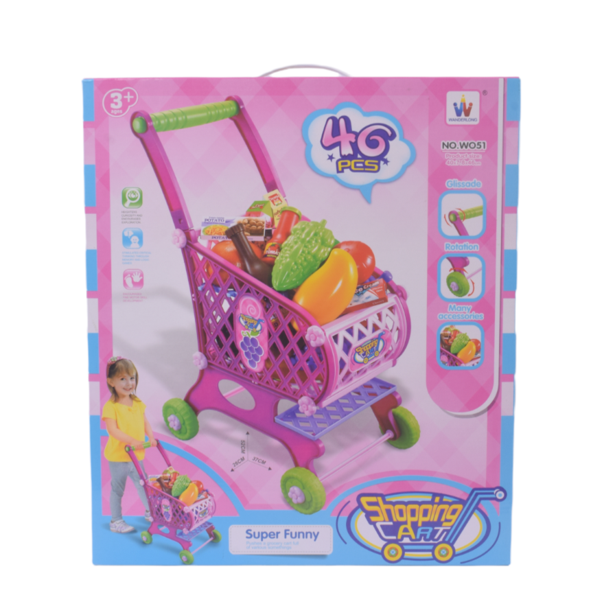 Kids Grocery Shopping Cart Game Toy Set - 46 Pcs