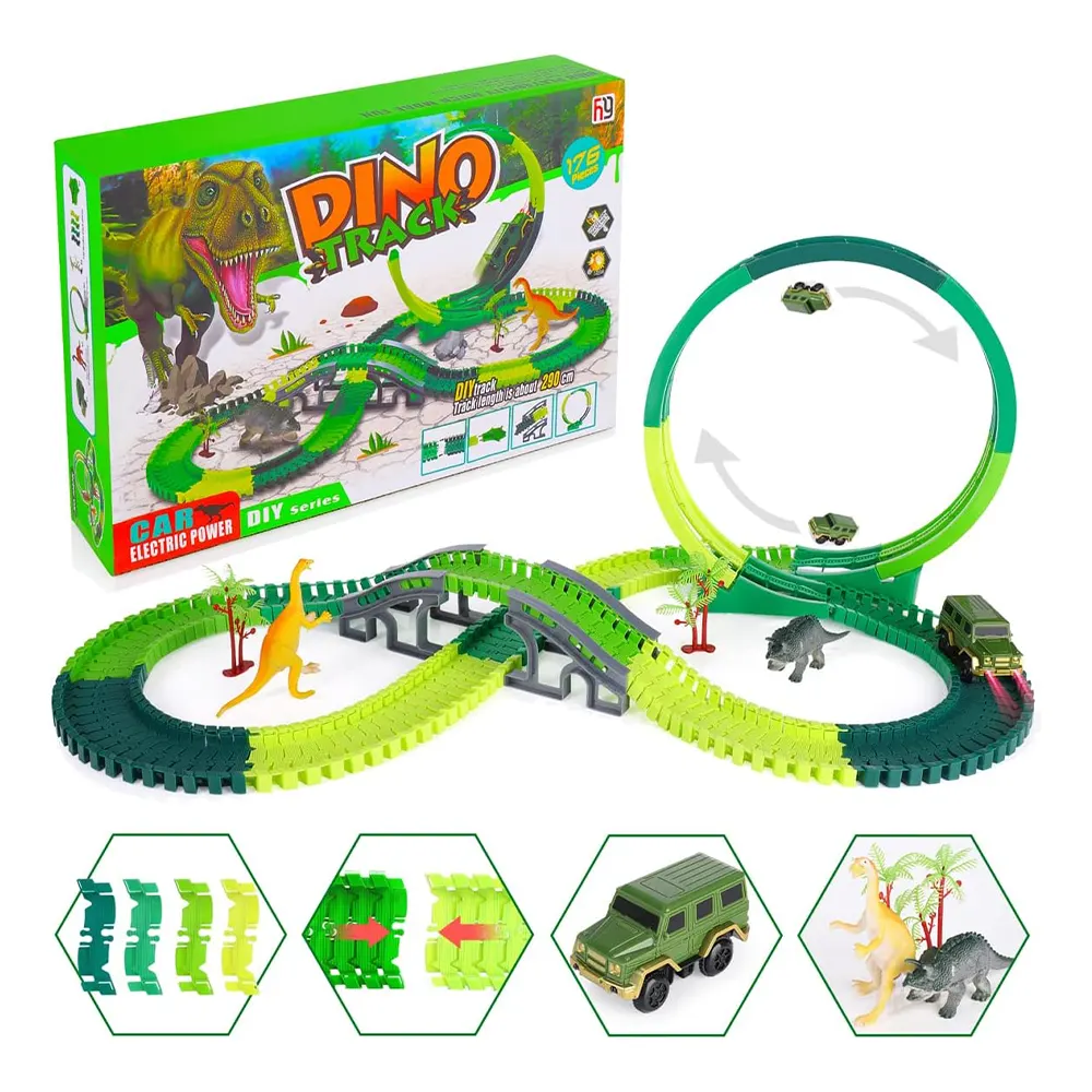 Dinosaur Car Race Track Toy 176 Pcs TR-3087L