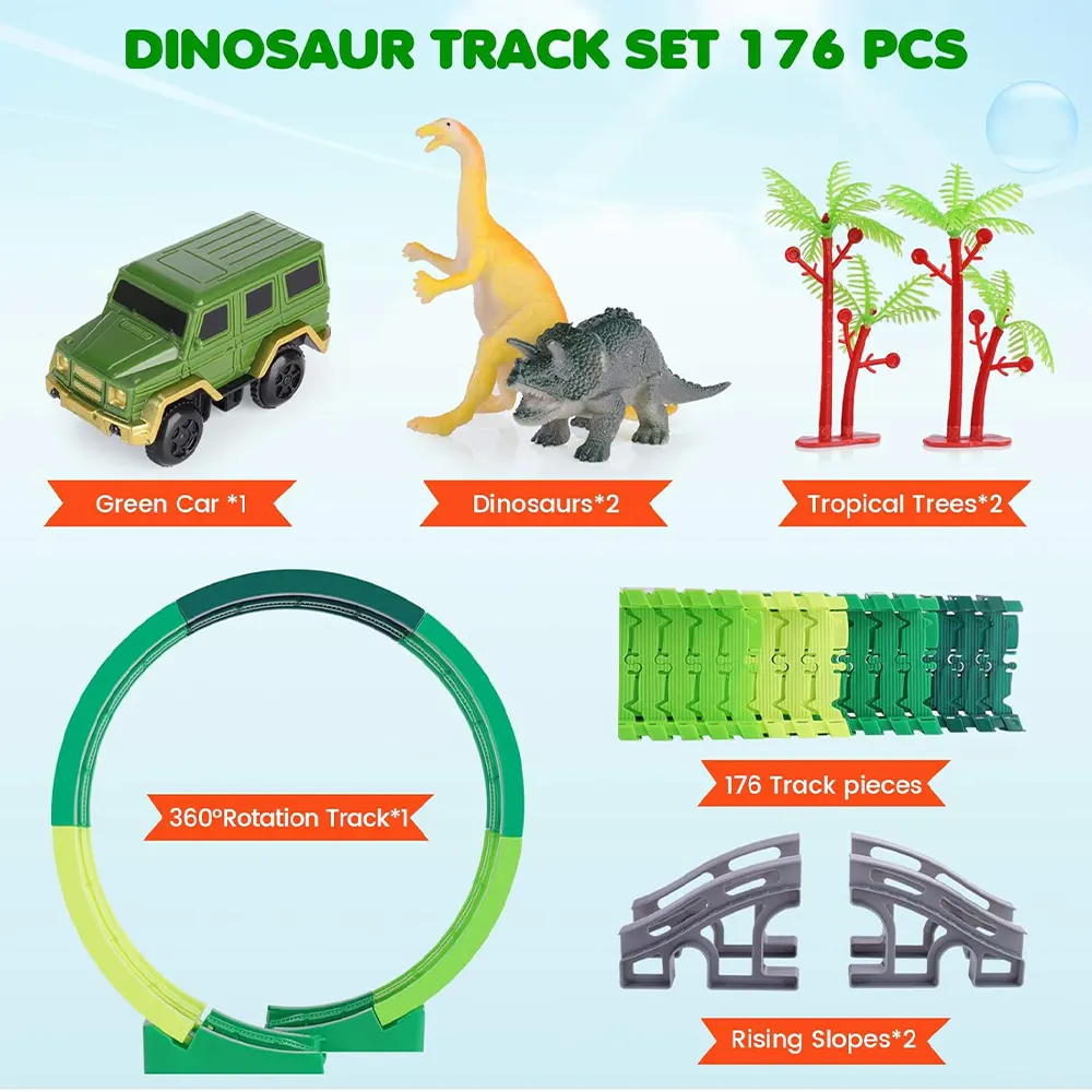 Dinosaur Car Race Track Toy 176 Pcs TR-3087L_1