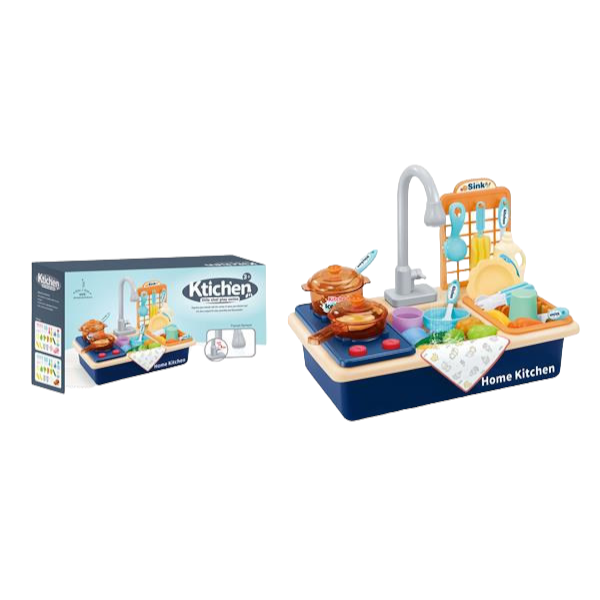Kids Kitchen Sink and Crockery Toy Set