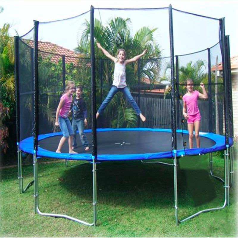 Jumping Trampoline With Stairs and Net 144 Inch