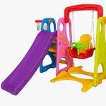 2 In 1 Kids Slide With Basket Ball and Swing Set