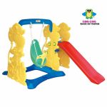 2 In 1 Kids Slide With Basket Ball and Swing Set