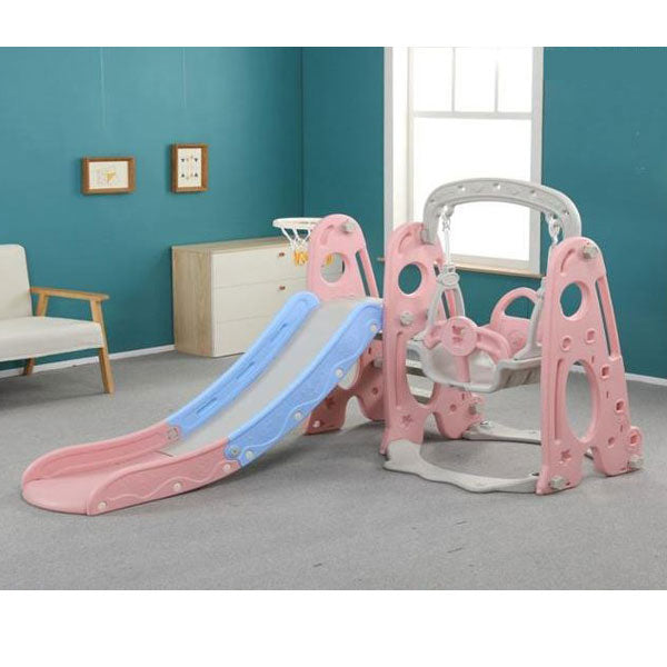 2 In 1 Kids Slide With Basket Ball and Swing Set