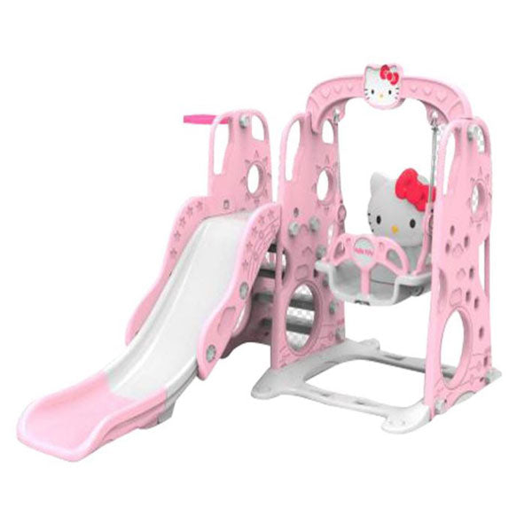 2 In 1 Kids Slide With Basket Ball and Swing Set