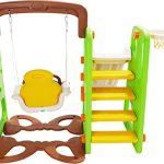 2 In 1 Kids Slide With Basket Ball and Swing Set