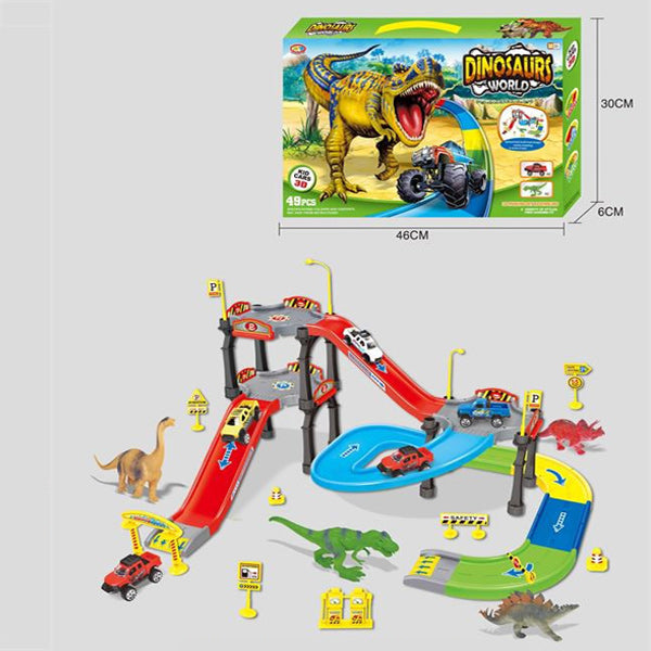 Kids Car Parking Garage Game Toy Set - Dinosaurs World