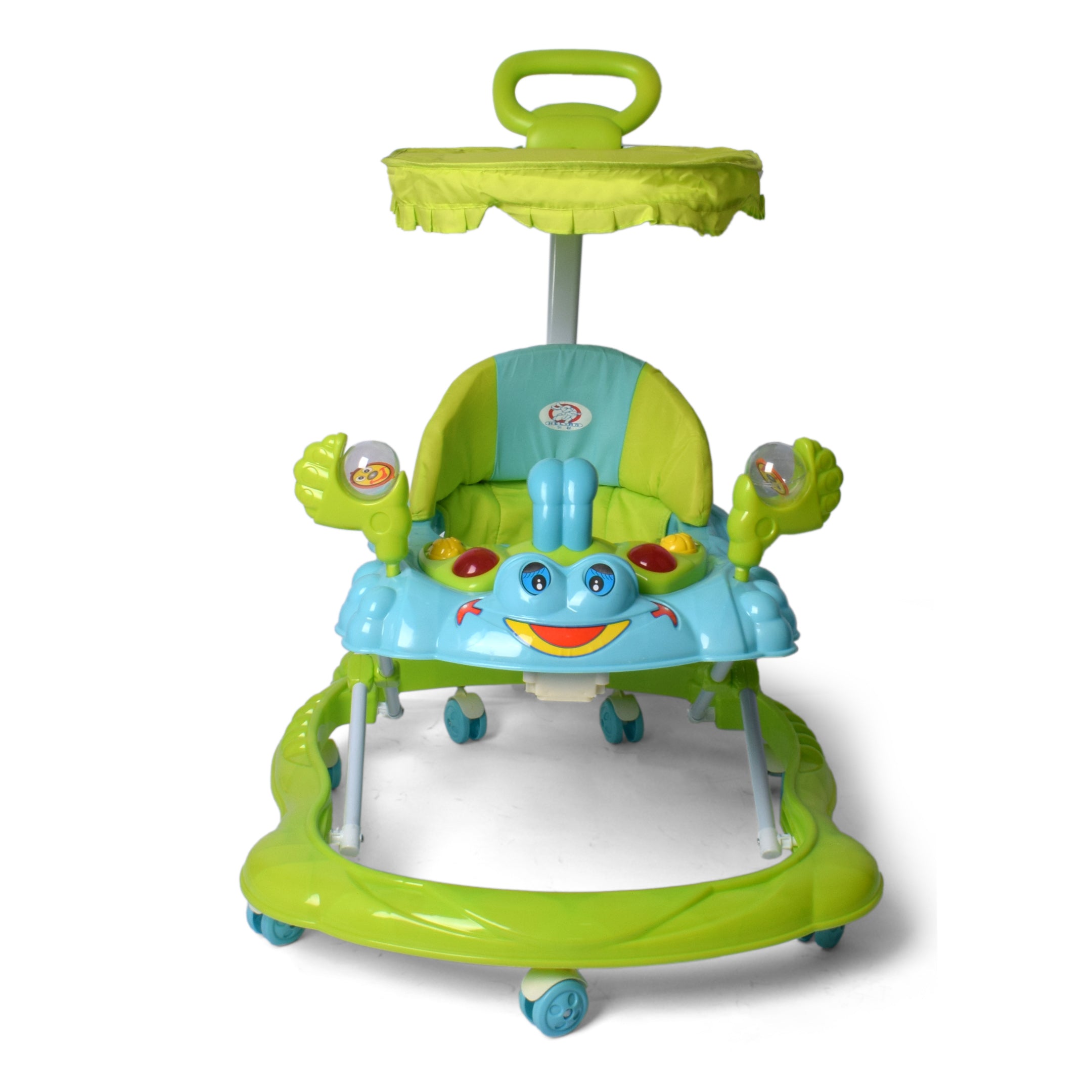 Baby Walker with Canopy & Push Bar - Green