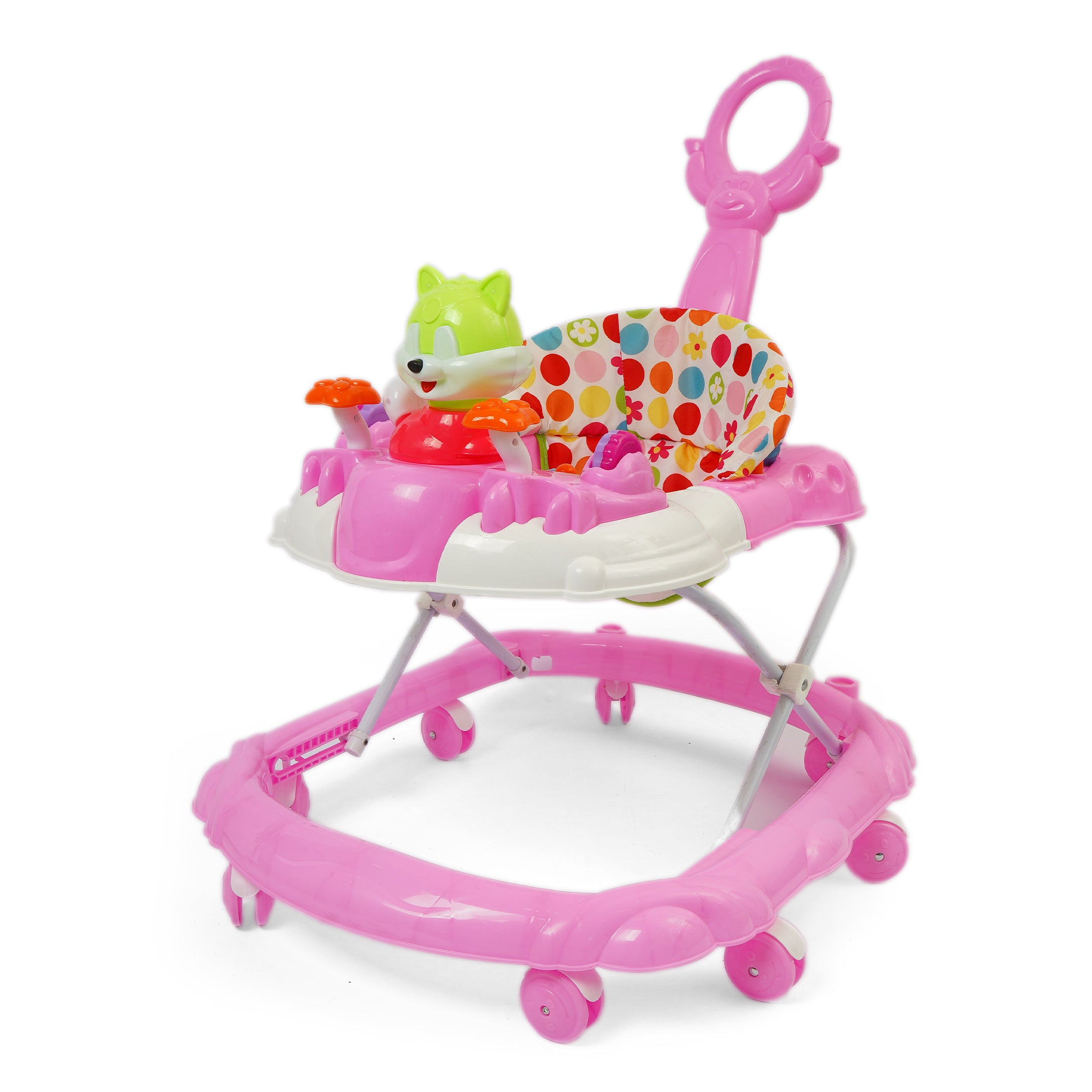 Baby Walker with Push Bar - Pink