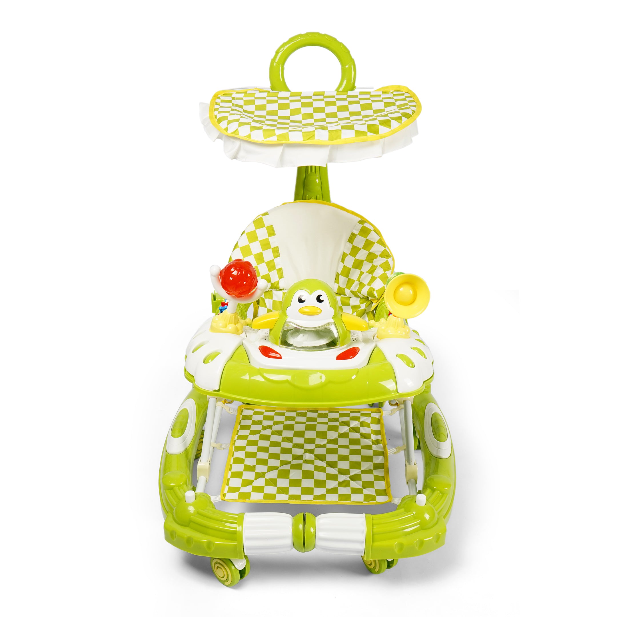 2-in-1 Baby Walker with Canopy & Push Bar - Green