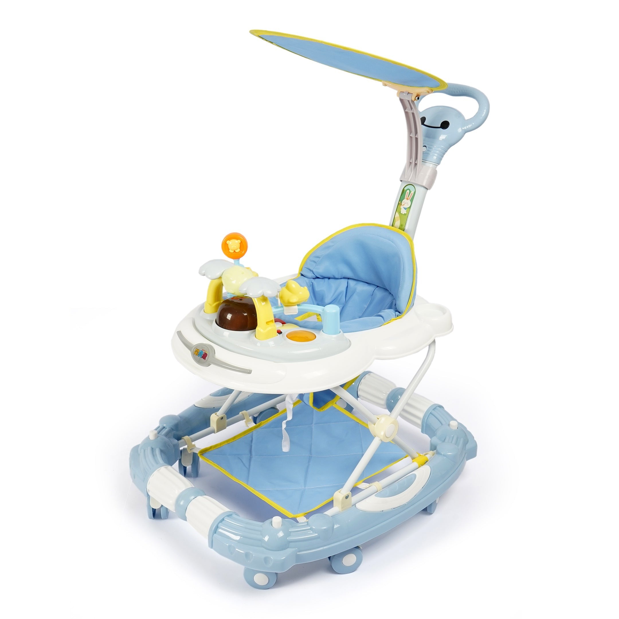 Baby Walker with Canopy & Push Bar - Blue