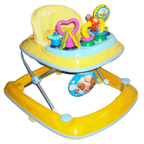 2-in-1 Baby Walker With Toy Bar - Yellow